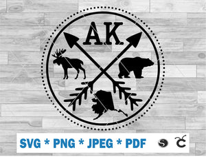 Alaska Logo round - SVG Cutting File - Digital Download