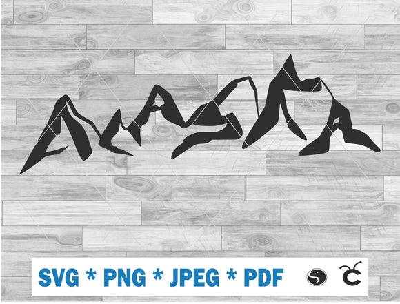 Alaska letter art - alaska written in mountains - SVG Cutting File - Digital Download