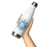 Blue Compass Stainless Steel Waterbottle - travel the world - hot and cold beverages - 17oz7oz