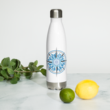 Blue Compass Stainless Steel Waterbottle - travel the world - hot and cold beverages - 17oz7oz