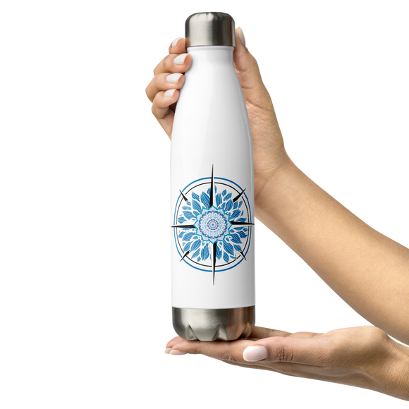 Blue Compass Stainless Steel Waterbottle - travel the world - hot and cold beverages - 17oz7oz