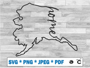 Alaska home with map - SVG Cutting File - Digital Download