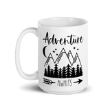 Adventure awaits coffee mug - available in 2 sizes