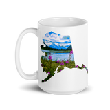 Alaska coffee mug, with fireweed and mountain design - available in 2 sizes